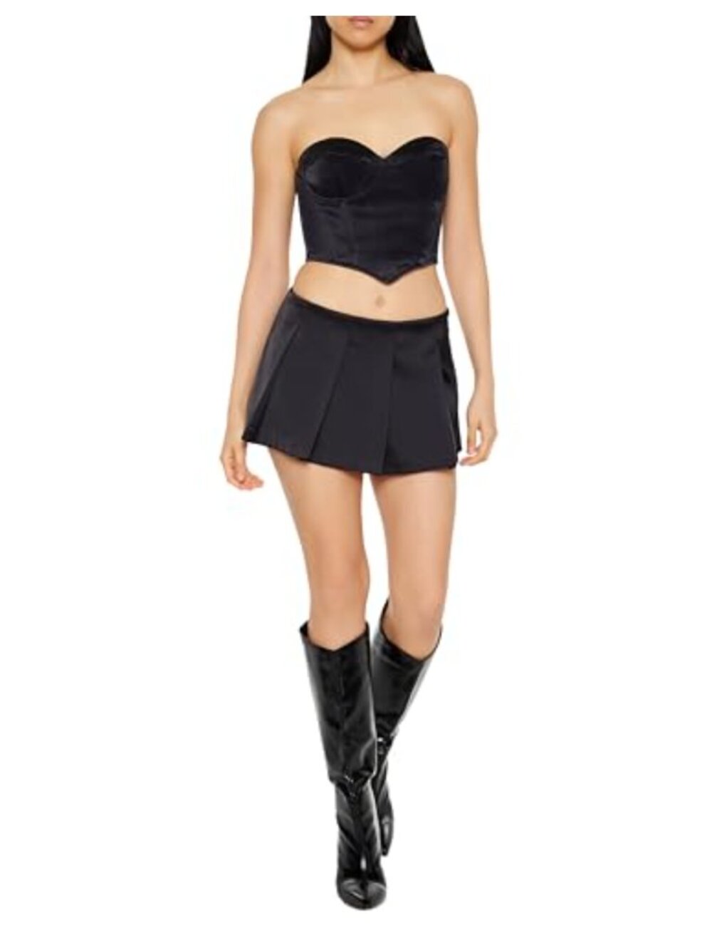 Forever 21 Pleated Satin Mini Flare Skirt Mid-Rise Knife Pleats